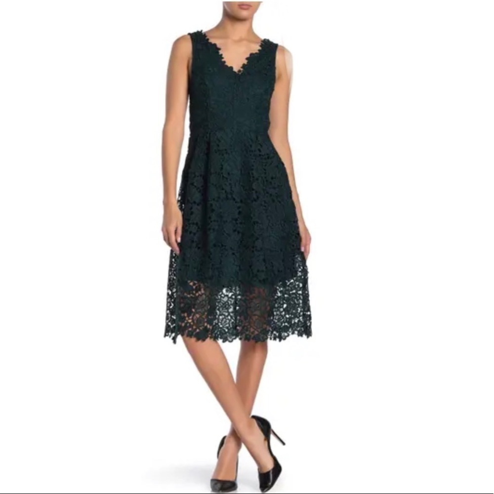 ASTR Fit and Flare Lace V-neck Black Dress Sz Sm